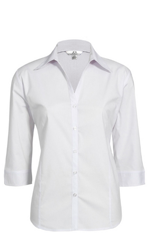 Womens Metro Shirt 3/4 Sleeve - White